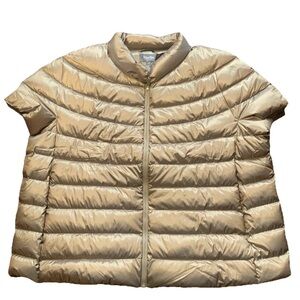 Martha Stewart Down Puffer Vest Jacket Gold Full Zip Cap Sleeve Sz 3X NWT